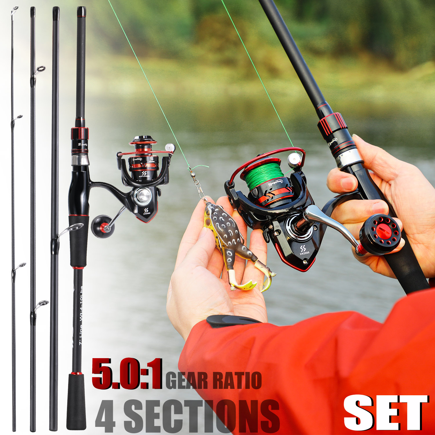 Fishing Equipment Europe - Sougayilang Spinning Fishing Set 1.8-2.1m 4