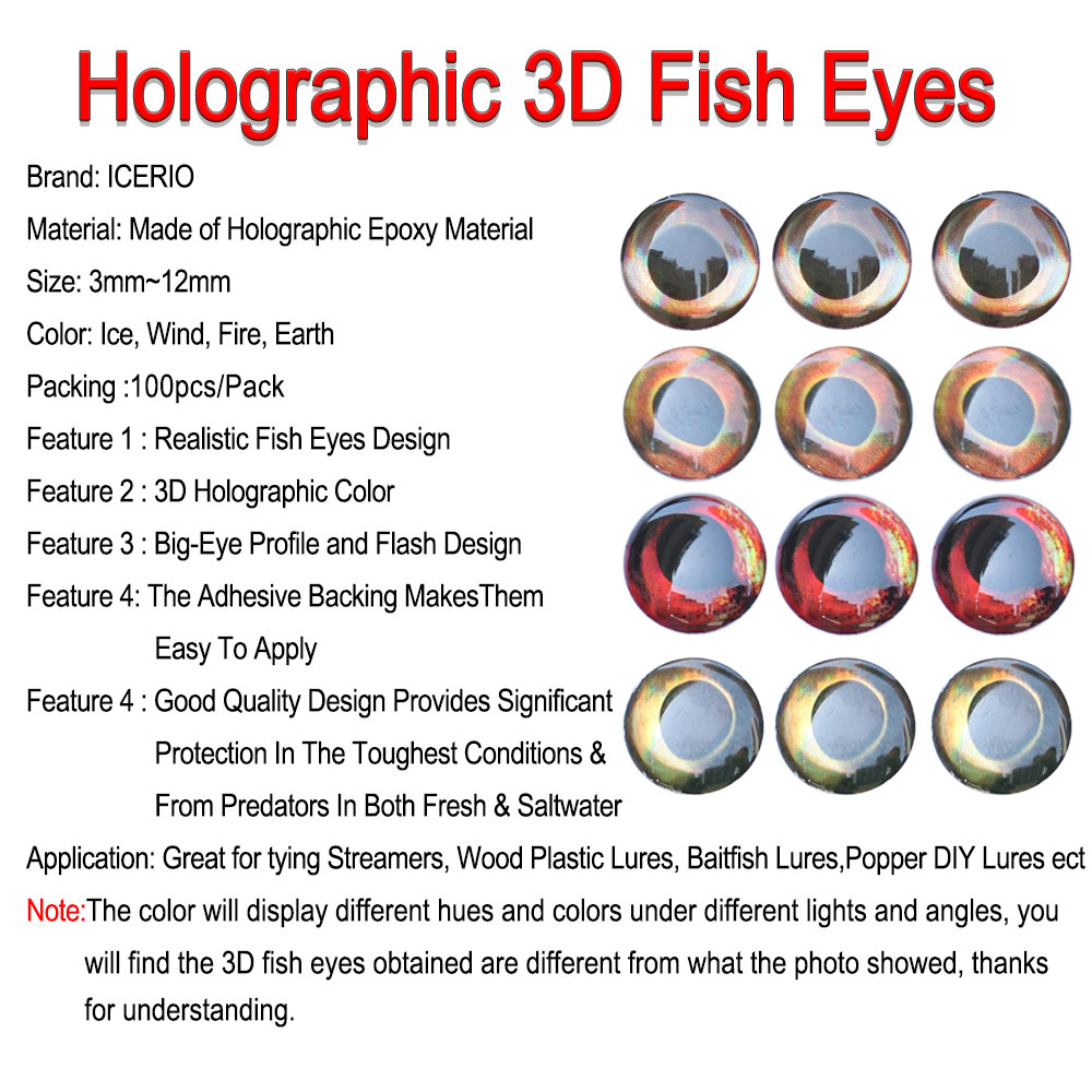 ICERIO 100PCS  Holographic 3D  - Fishing Equipment Deals review and price